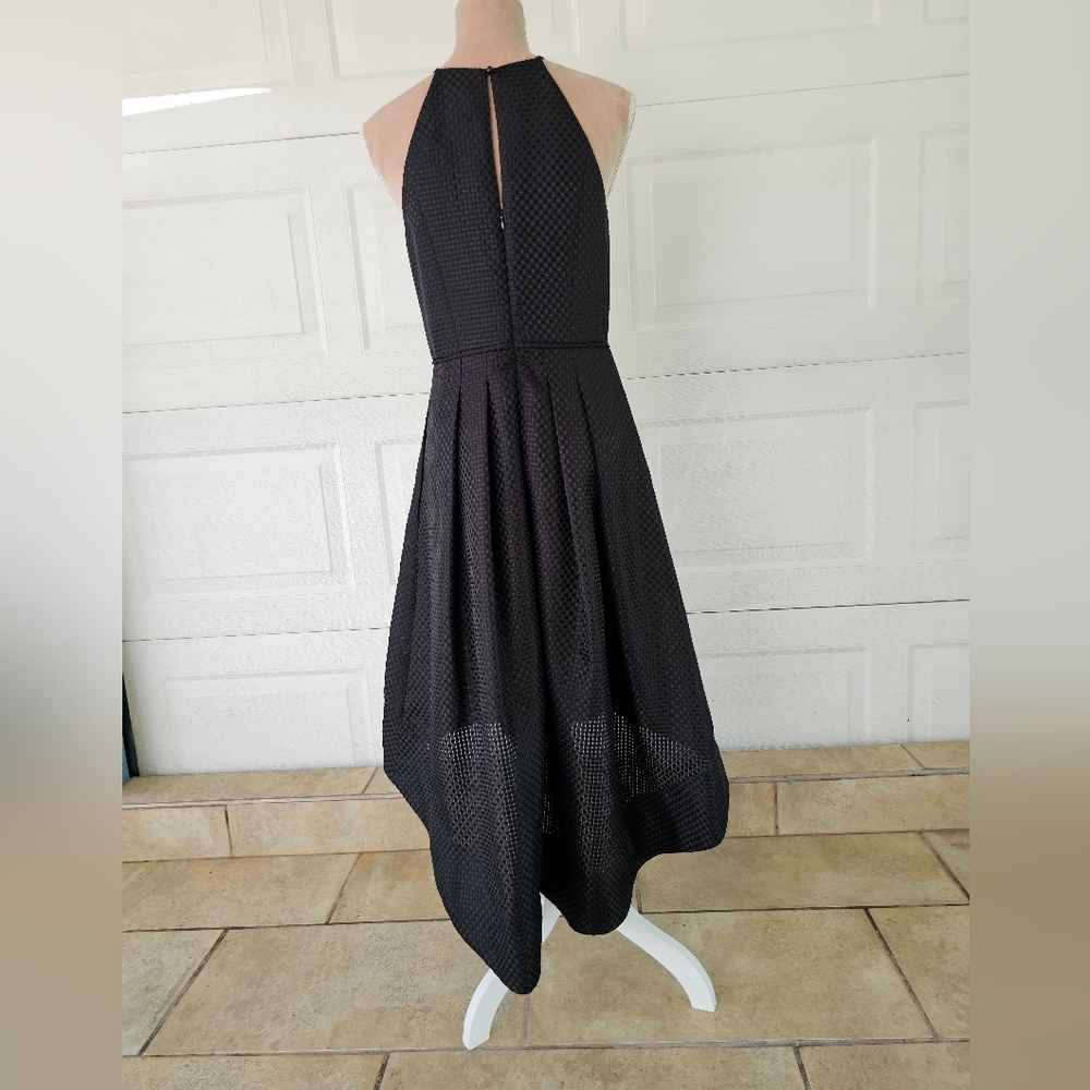 Aidan Mattox Black Textured High Low Cocktail Dress Party Evening Size 6 - Picture 5 of 14